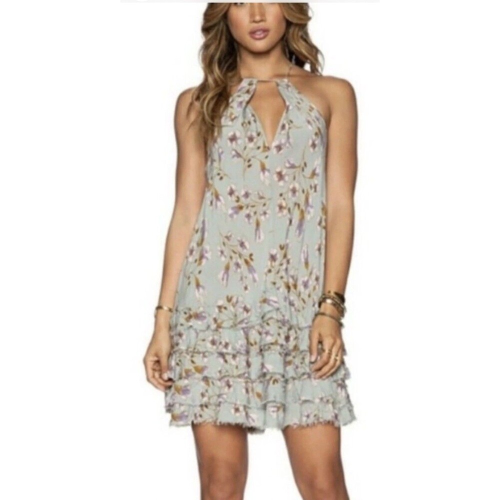Free People Raw Ruffle Tunic Dress SEAFOAM GREEN Sz s with tags!